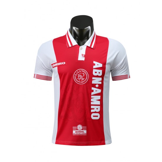 Camisola AFC Ajax Retro Equipamento Primeiro 1997-1998 Manga Curta